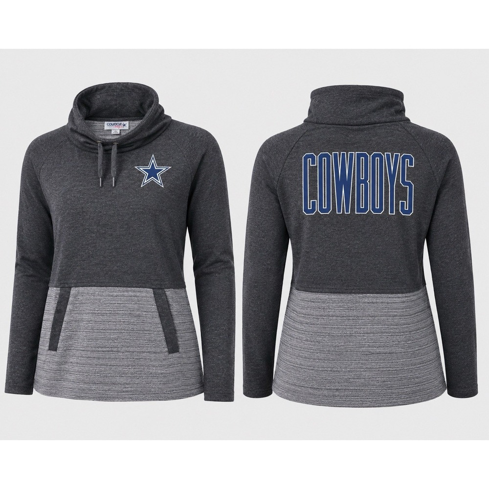 DALLAS COWBOYS Women's Hoodie XL Her Style Blue Embroidered Pullover Mock Neck